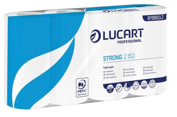 Toaletný papier, 2-vrstvový, pre malé rolky, 8 roliek, LUCART "Strong 2.150", biela 1
