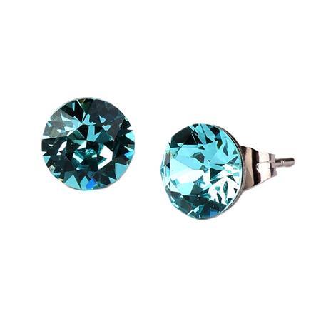 Náušnice s light tyrkysovým SWAROVSKI® krištáľom, 8 mm, ART CRYSTELLA® 1