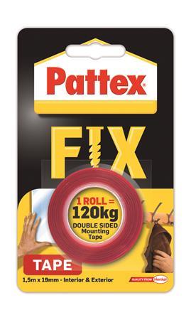 Lepiaca páska, obojstranná, 19 mm x 1,5 m, HENKEL "Pattex Fix 120 kg",  piros 1