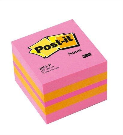 Samolepiaci bloček, 51x51 mm, 400 listov, 3M POSTIT, pink