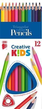 Farebné ceruzky, sada, trojhranné, ICO "Creative kids", 12 rôznych farieb 1