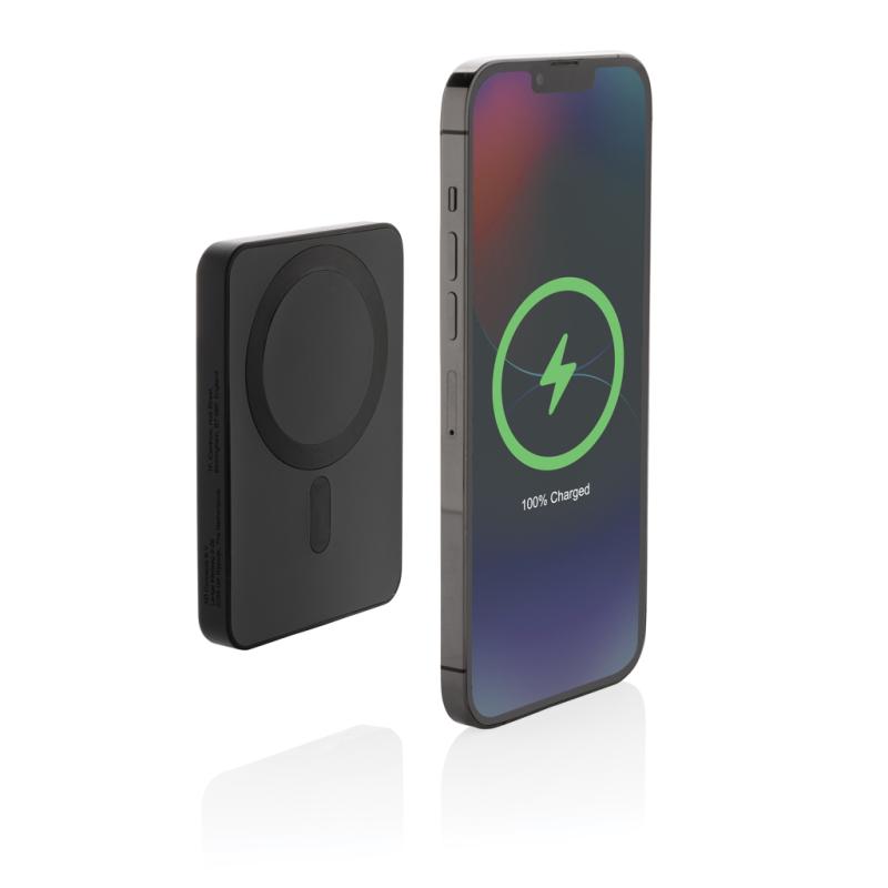 Magnetická powerbanka 5000mAh Magnetix z RCS recykl. plastu čierna 2