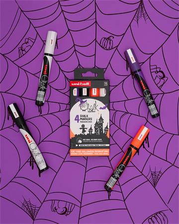 Kriedový popisovač, sada, 1,8-2,5 mm, UNI "PWE-5M","Halloween", 4 rôzne farby 2