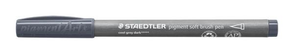 Fixka v tvare štetca, sada, STAEDTLER "Pigment 372", 6 rôznych odtieňov čiernej a sivej 7