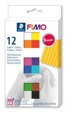 Modelovacia hmota, sada, 12x25 g, na vypálenie, FIMO "Soft Basic", 12 rôznych farieb 1