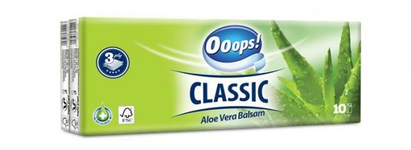 . Papierové vreckovky, 3-vrstvové, 10x10ks, "Ooops! Classic", aloe vera