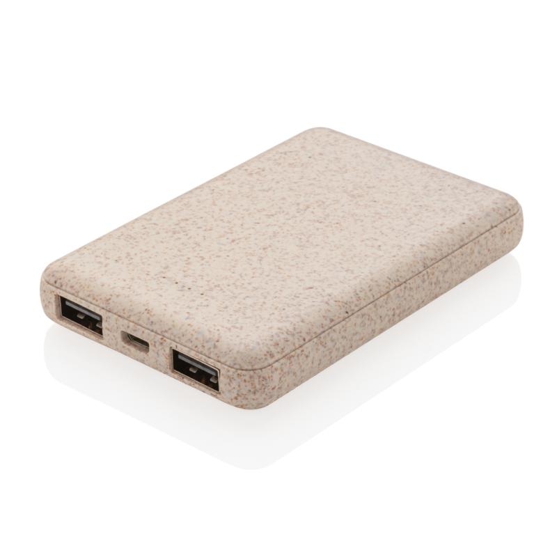 Vrecková powerbanka 5 000 mAh z pšeničnej slamy khaki 1