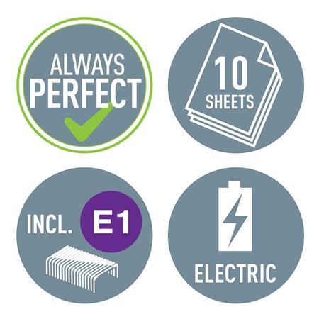 Zošívačka, elektrická, No.10, 10 listov, LEITZ "Wow", zelená 6