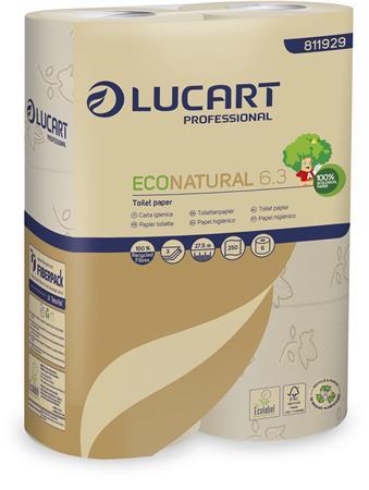 Toaletný papier, 3-vrstvový, malý kotúč, 27,5 m, LUCART "EcoNatural 6.3", hnedá 1
