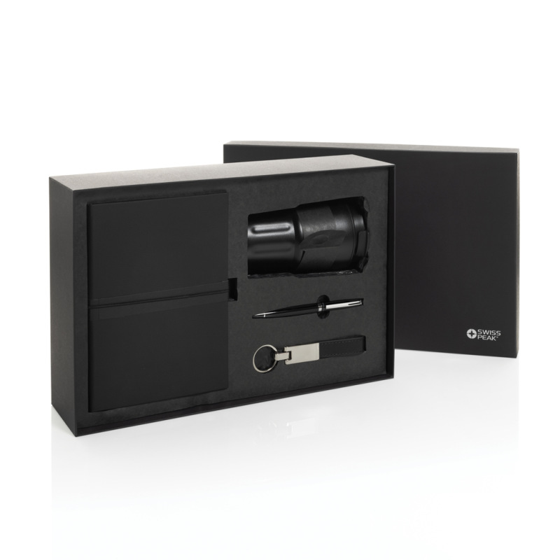 Swiss Peak RCS cert. Luxusná business sada s termohrnčekom čierna 11