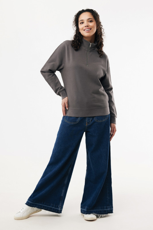 IQONIQ Elgon sveter s krátkym zipsom z recyklovanej bavlny antracitová XXS 9