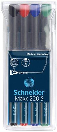 Permanentný popisovač, sada, OHP, 0,4 mm, SCHNEIDER "Maxx 220 S", 4 rôzne farby 1