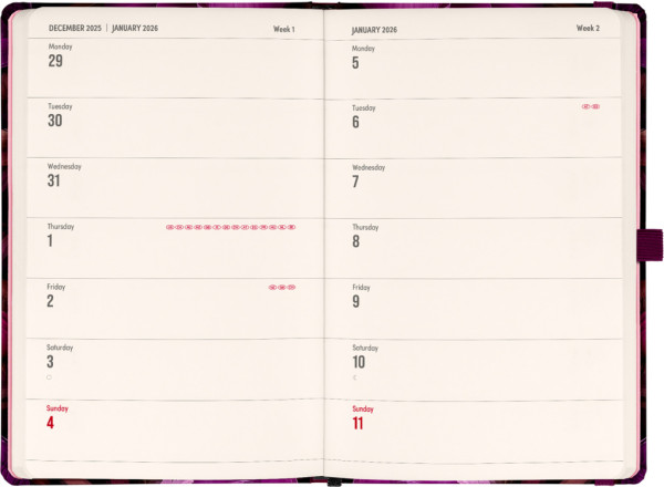 NOTIQUE Planbook diár/notes Fialové kvety 2026, 13 x 21 cm 1