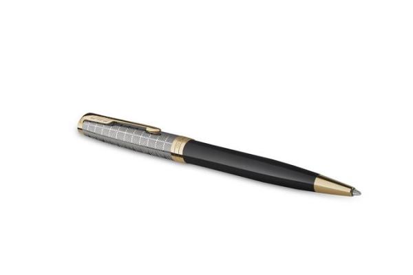 Guľôčkové pero, 1 mm, telo pera: kovová čierna, zlatý klip, PARKER "Royal Sonnet Premium", 1
