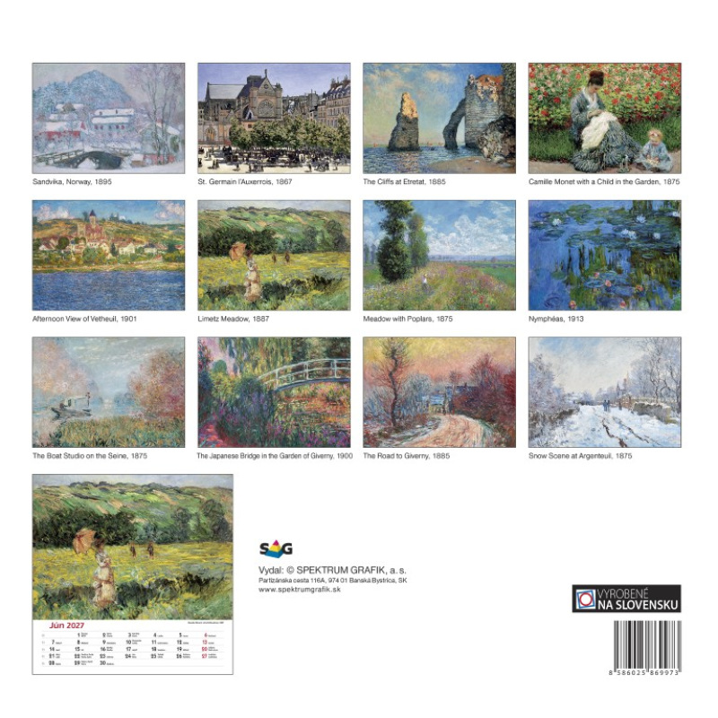Nástenný kalendár Claude Monet štvorec 2027 14