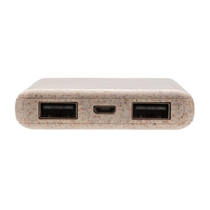 Vrecková powerbanka 5 000 mAh z pšeničnej slamy khaki 5