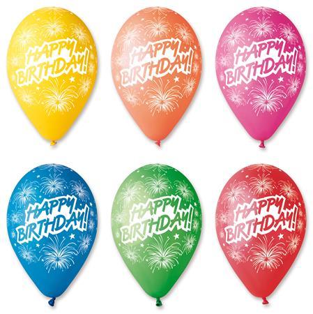 . Balón, 30 cm, "Happy Birthday", ohňostroj 1