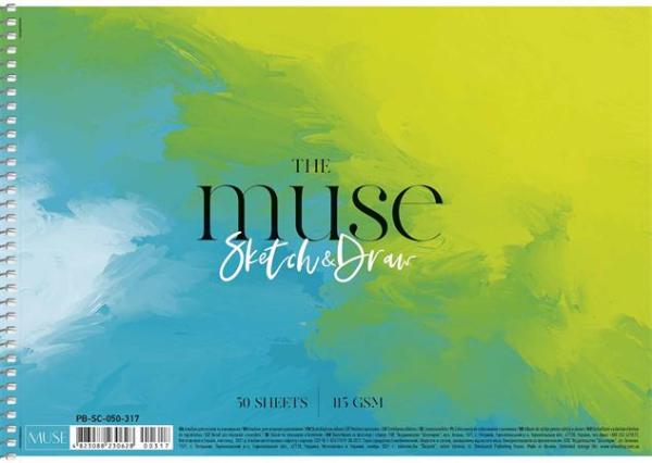 Náčrtník, špirálový, A4, 50 listov, 115 g, SHKOLYARYK "Sketch&Draw Muse" 2