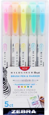 Fixky, sada, obojstranné, ZEBRA "Mildliner Fluorescent", 5 farieb 1