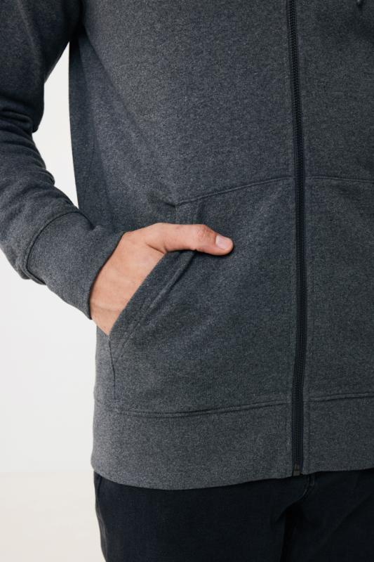 Mikina na zips s kapucňou IQONIQ Abisko z recykl. bavlny heather anthracite L 18