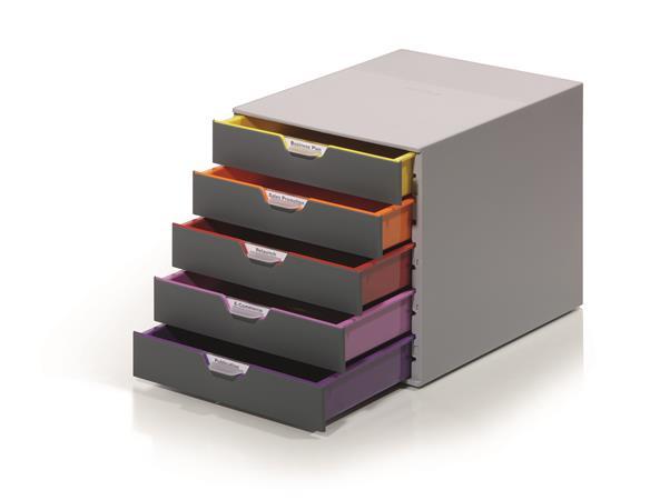 Zásuvkový box, plastový, 5 zásuviek , DURABLE "VARICOLOR® 5", sivá 2