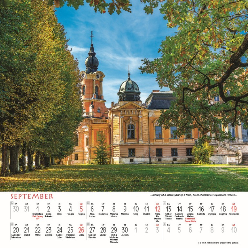 Nástenný kalendár Slovensko štvorec 2027 10