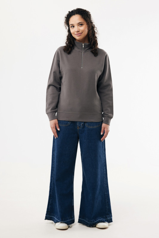 IQONIQ Elgon sveter s krátkym zipsom z recyklovanej bavlny antracitová XXL 10