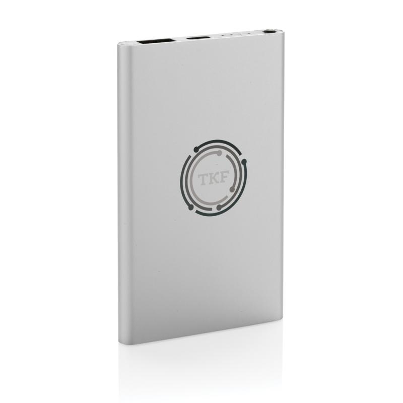 Powerbanka 4000mAh s USB C z RCS recykl. plastu a hliníka strieborná 7