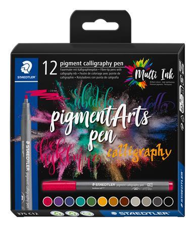 Kaligrafický popisovač, sada, 2 mm, STAEDTLER "Pigment 375", 12 rôznych farieb 1