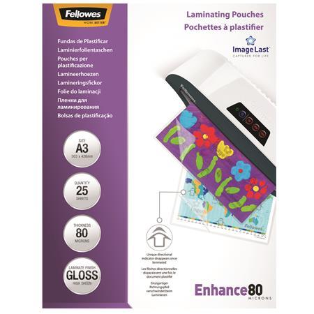 Laminovacia fólia, 80 mikr., A3, lesklá, 25 ks, FELLOWES 1