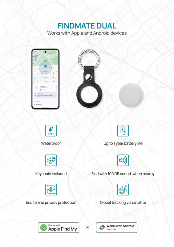 Findmate Dual RCS recykl. plastový hľadač predmetov IPX 5 biela 6