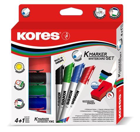 KORES Popisovač na tabule a flipchartové tabule, sada,magnetická stieka na tabule, 1-3 mm, kužeľ