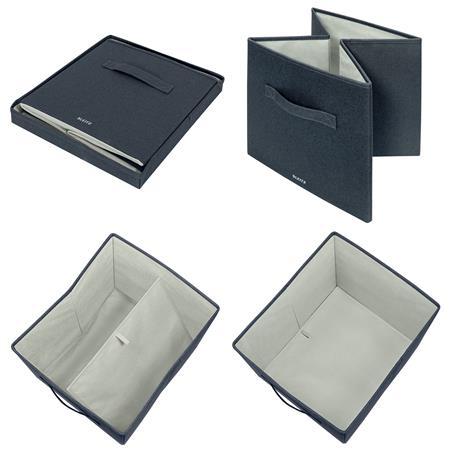 Úložný box, textilný, rozmer L, LEITZ "Fabric", zamatová sivá 5