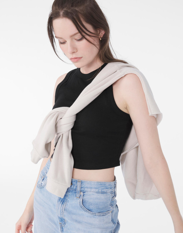 Dámske tielko Micro Rib Muscle Crop Tank