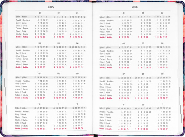 NOTIQUE 18-mesačný diár Petito – Kytica 2025/2026, 11 x 17 cm 2