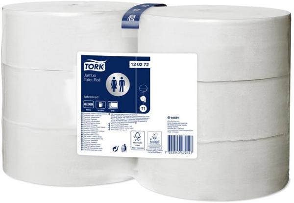 Toaletný papier, T1 systém , 2-vrstvový, priemer: 26 cm, Advanced, TORK "Jumbo", biela 2