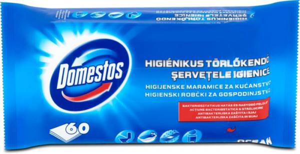 Vlhčené utierky, 60 ks, DOMESTOS "oceán"