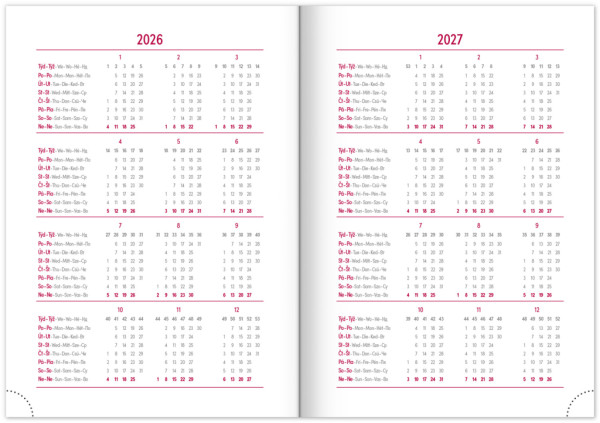 NOTIQUE Týždenný diár Aprint 2026, fialový, 15 x 21 cm 2