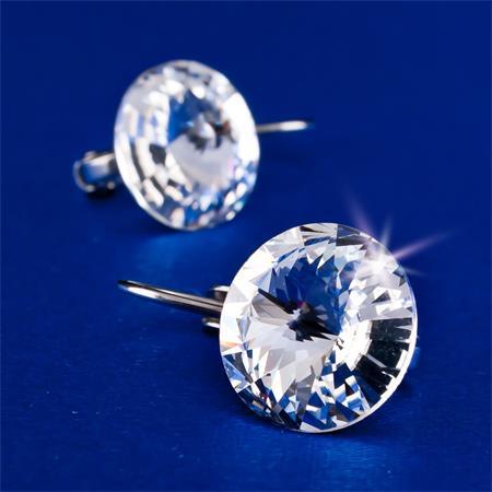 ART CRYSTELLA Náušnice, s francúzskym zapínaním "MADE WITH SWAROVSKI ELEMENTS", prírodne biele, 12 mm