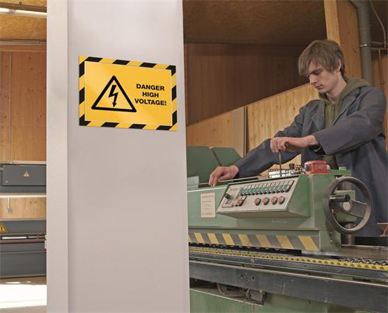 Informačný panel, A4, samolepiaca zadná strana, DURABLE "DURAFRAME SECURITY", žltý-čierny 6