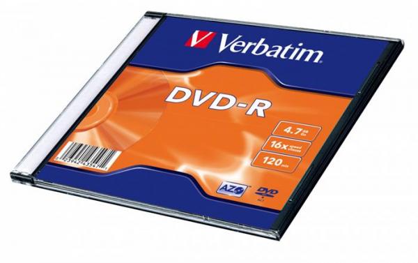 DVD-R disk, AZO, 4,7GB, 16x, 1 ks, tenký obal, VERBATIM 2