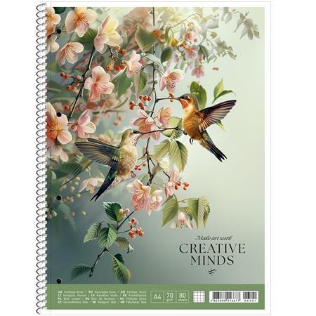 SHKOLYARYK Špirálový zošit, A4, štvorčekový, 80 listov, SHOLYARYK "College Block Creative Minds", mix 2