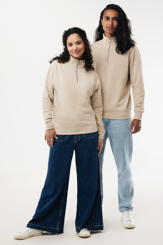 IQONIQ Elgon sveter s krátkym zipsom z recyklovanej bavlny desert XXXL 15