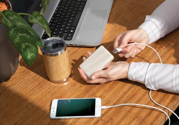 Vrecková powerbanka 5 000 mAh z pšeničnej slamy khaki 7