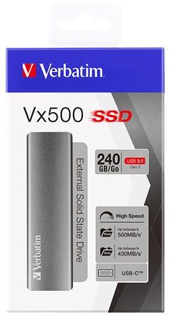 SSD (externá pamäť) 240 GB, USB 3.1, VERBATIM "Vx500", sivá 1