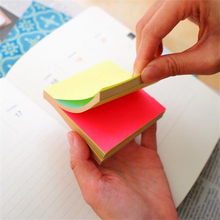 Samolepiaci poznámkový blok, 76x76 mm, 100 listov, STICK N, neónové farby 3
