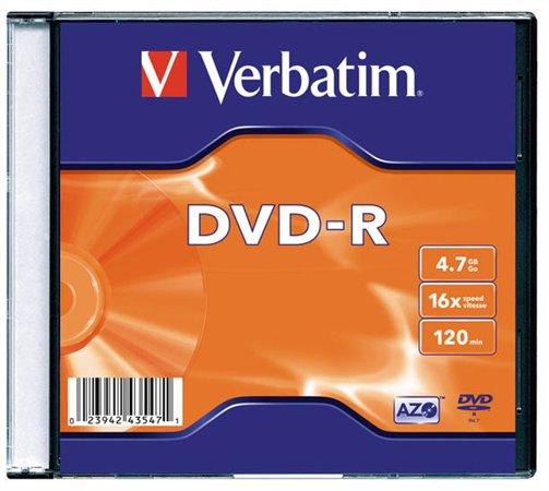 DVD-R disk, AZO, 4,7GB, 16x, 1 ks, tenký obal, VERBATIM 1