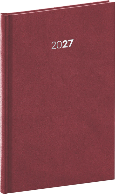 NOTIQUE Týždenný diár Balakon 2027, bordový, 15 x 21 cm