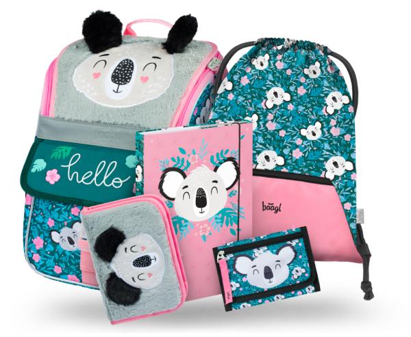 BAAGL SET 5 Zippy Baby Koala: batoh, peračník, vrecko, peňaženka, dosky