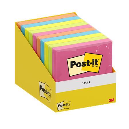 Samolepiaci bloček, 76x76 mm, 100 listov, 3M POSTIT, rôzne farby 1